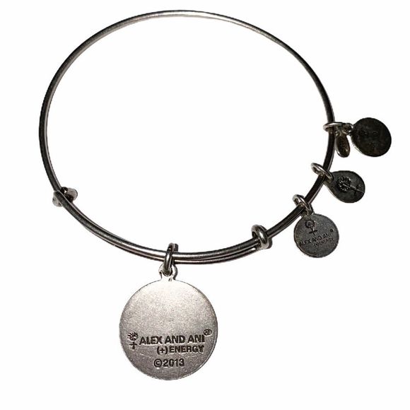 Alex and Ani Initial E Charm Bangle Bracelet - Picture 2 of 3